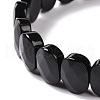 Natural Obsidian Oval Beaded Stretch Bracelet G-E010-01U-3