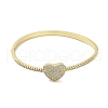 Rack Plating Brass Micro Pave Cubic Zirconia Heart Hinged Bangles for Women BJEW-R317-01B-G-2