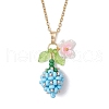 Glass Seed Beaded & Imitation Pearl Flower Pendant 304 Stainless Steel Cable Chain Necklaces for Women NJEW-MZ00115-02-2