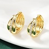 Brass Micro Pave Cubic Zirconia Hoop Earring for Women EJEW-L299-06G-3
