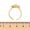 Flower Brass Micro Pave Cubic Zirconia Cuff Rings for Women RJEW-A069-01B-G-5