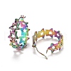 Ion Plating(IP) Rainbow Color Hollow Star 304 Stainless Steel Hoop Earrings for Women STAS-A057-14MC-2