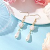 Round with Flower Pattern Porcelain Ceramic Dangle Earrings EJEW-JE06347-03-1