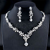 Flower Alloy Micro Pave Clear Cubic Zirconia Pendant Necklace & Stud Dangle Earrings Sets for Women FS-WGAD43C-01-1