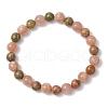 Natural Unakite & Multi-Moonstone Round Beaded Stretch Bracelets for Men Women BJEW-JB11951-01-2