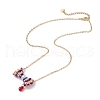 3Pcs 3 Colors Glass Seed Beaded Bowknot Pendant Necklace NJEW-MZ00091-5