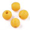 Painted Natural Wood Beehive Beads WOOD-S049-04B-M-2