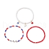 3Pcs 3 Styles Electroplate Glass Beads & Glass Seed Bead Stretch Bracelet Set BJEW-TA00595-4