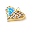 Brass Micro Pave Clear Cubic Zirconia Pendants KK-C045-01C-G-2