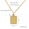 304 Stainless Steel Micro Pave Clear Cubic Zirconia Rectangle with Hollow Letter Pendant Necklaces FS-WGAE794-04-2