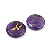 4Pcs 4 Styles Natural Amethyst Flat Round with Angels Symbol Display Decorations G-R007-01E-2