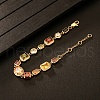 Brass Pave Colorful Cubic Zirconia Geometric Rectangle Flat Round Square Link Chain Bracelets for Women and Men IX3096-2