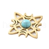 304 Stainless Steel Pave Synthetic Turquoise Pendants STAS-I327-14G-05-2