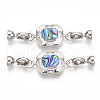 Brass Micro Pave Clear Cubic Zirconia Fold Over Clasps KK-P291-20P-1