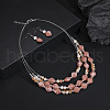 Alloy & Resin Rhombus Beaded Multilayer Necklace & Dangle Earring Sets FS-WG2F3F6-08-1