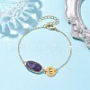 Natural Amethyst Faceted Oval Link Bracelets BJEW-JB10263-02-2