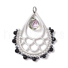 Boho Faceted Natural Black Onyx(Dyed & Heated) & Glass Teardrop Pendants PALLOY-MZ00407-1