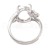 Rack Plating Oval Brass Micro Pave Cubic Zirconia Adjustable Ring Components KK-Q819-02P-3