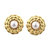 201 Stainless Steel Flat Round Stud Earrings EJEW-P304-06G-4