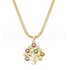 Brass Micro Pave Colorful Cubic Zirconia Tree Pendant Necklaces for Women FS-WG3591E-01-5