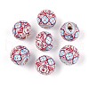 Bohemian Style Printed Schima Wood Beads WOOD-T032-31F-1