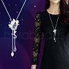 Flower Alloy Rhinestone Y Tassel Long Necklaces for Women FS-WGCC889-01-1