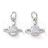 Rack Plating Brass Micro Pave Clear Cubic Zirconia Charms KK-D097-03P-1
