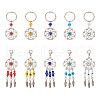Kissitty Woven Net/Web with Feather Tibetan Style Alloy Pendant Decorations HJEW-KS0001-03-2