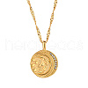 Golden Stainless Steel Micro Pave Cubic Zirconia Pendant Necklaces UF9683-2-1