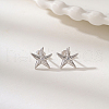 Elegant S925 Sterling Silver Clear Cubic Zirconia Starfish Stud Earrings SG2555-4