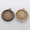 Vintage Flat Round Alloy Pendant Cabochon Settings X-PALLOY-N0088-62AB-NF-2
