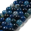 Faceted Natural Dragon Veins Agate Beads Strands G-F447-12mm-L06-2