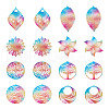 Biyun 32Pcs 8 Style 430 Stainless Steel Filigree Pendants STAS-BY0001-10-11