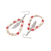 304 Stainless Steel & Glass Seed Beads Dnagle Earrings for Women EJEW-MZ00397-02-4