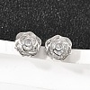 Rose 925 Sterling Silver Micro Pave Clear Cubic Zirconia Stud Earrings EJEW-S271-01P-1