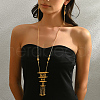 Geometric Cutout Fringe Brass Necklaces & Earrings Set for Women SR6338-4