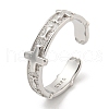 Anti-Tarnish Rhodium Plated 925 Sterling Silver Cuff Ring RJEW-Z036-02B-P-1