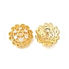 Flower Brass Micro Pave Clear Cubic Zirconia Bead Caps KK-V008-33G-1