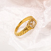 Mother's Day Rings 304 Stainless Steel Pave Cubic Zirconia Finger Rings for Women FS-WGAA4E7-02-1