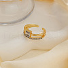 Brass Micro Pave Clear Cubic Zirconia Cuff Rings RC6141-3-2