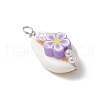 Natural Cowrie Shell & Handmade Polymer Clay Copper Wire Wrapped Pendants PALLOY-JF03818-01-4