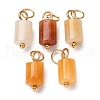 Natural Red Aventurine Column Charms with 304 Stainless Steel Jump Rings G-Q032-01E-1