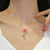 Balloon Bear 202 Stainless Steel Micro Pave Clear Cubic Zirconia Red Enamel Pendant Necklaces for Women FS-WG836D1-01-3