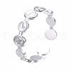 Non-Tarnish 304 Stainless Steel Flat Round Open Cuff Ring RJEW-T023-65P-3