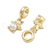 Rack Plating Brass Orange Cubic Zirconia European Dangle Charms KK-Q006-61G-2