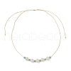 Adjustable Dyed Natural Malaysia Jade & Rose Quartz Round Beaded Braided Necklaces NJEW-JN05324-4