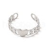 Non-Tarnish 304 Stainless Steel Heart Open Cuff Ring for Women RJEW-E066-02P-2