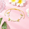 Flower Handmade Millefiori Glass Bead Braided Bead Bracelets BJEW-MZ00165-03-1