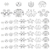   48Pcs 8 Styles Brass Fancy Bead Caps KK-PH0006-50-1