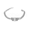 Cubic Zirconia Rectangle Link Bracelet with 304 Stainless Steel Chains BJEW-Q775-01P-1